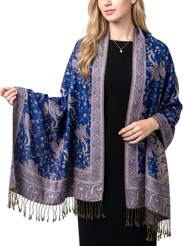 Vista 25 de Achillea Bufanda reversible de pashmina con estampado paisley – Chales y envolturas indios exóticos para vestidos de noche, festivales, todas