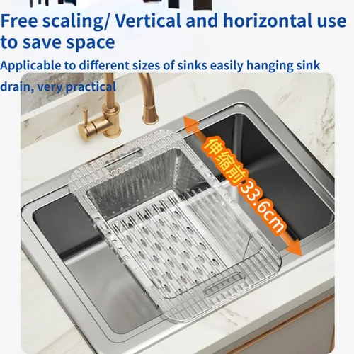 Vista 3 de Cesta coladora para colgar sobre el fregadero, lava verduras y frutas, drena pasta cocida y platos secos, coladores y coladores extensibles