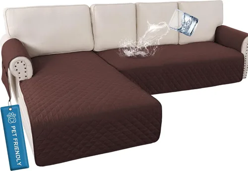Vista 22 de H.VERSAILTEX Fundas de sofá para sofá seccional, 2 piezas, funda de sofá en forma de L, 100% impermeable y lavable, protector de sofá para perros