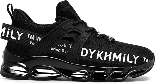Vista 6 de DYKHMATE Zapatos anchos con punta de acero para hombres y mujeres, zapatos de seguridad ligeros, zapatos de trabajo de moda, cómodos, transpirables