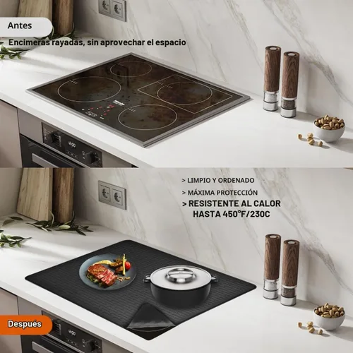 Vista 4 de Cubierta superior de estufa para estufa eléctrica, alfombrilla de estufa de silicona para estufa de vidrio, protector de placa de cocina