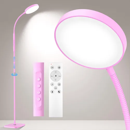 Vista 13 de Lámpara de pie PACOVY, lámparas de pie ajustables de altura para sala de estar dormitorio, lámpara de pie regulable de cuello de ganso súper