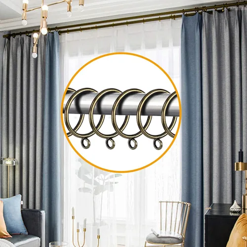Vista 5 de 42 unidades de anillos de cortina de 1.5 pulgadas de metal con ojales deslizantes para cortinas y varillas, se ajusta a varillas de hasta 1 1/4