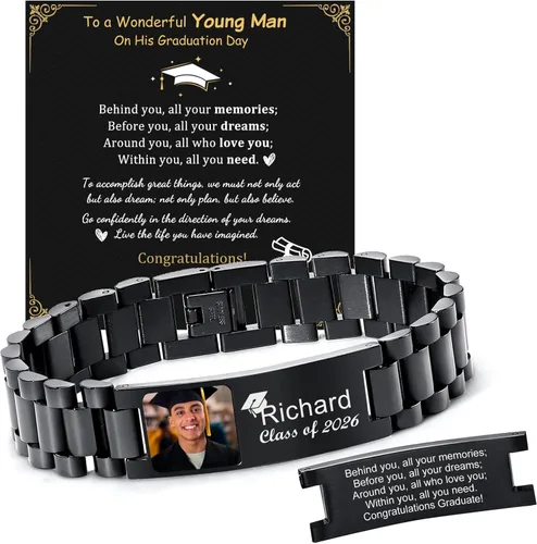 Vista 15 de MEALGUET Regalos de graduación para él, pulsera de graduación personalizable, regalo inspirador para graduados universitarios de clase de 2025