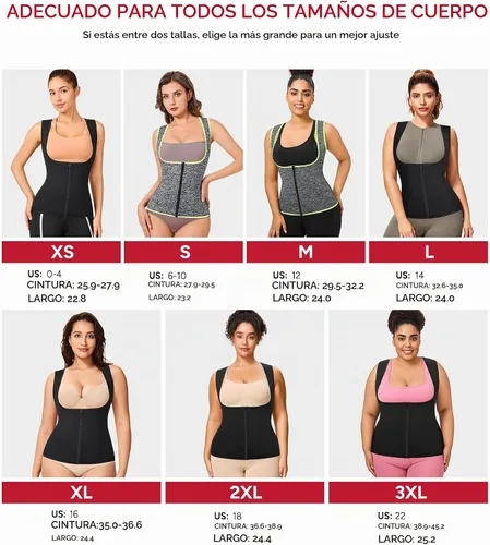 Vista 3 de GAODI Chaleco de entrenamiento de cintura para mujer, corsé delgado, camiseta sin mangas con cremallera, camisa de compresión, traje de sauna