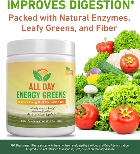 Vista 4 de IVL - Todo el día Energy Greens - Suplemento en polvo mezcla de bebidas, superalimento en polvo de verduras - Mezcla de verduras para una nutrición