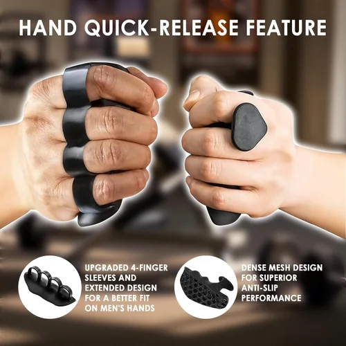 Vista 2 de Agarres de entrenamiento antideslizantes, 4 protectores ergonómicos de manos para hombres y mujeres, portátiles y transpirables, guantes