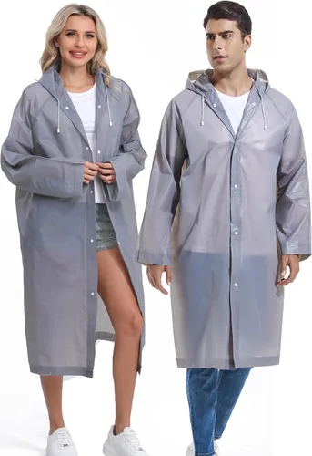 Vista 144 de 2 abrigos de lluvia de Borogo para adultos, chaquetas de lluvia reutilizables para hombres y mujeres