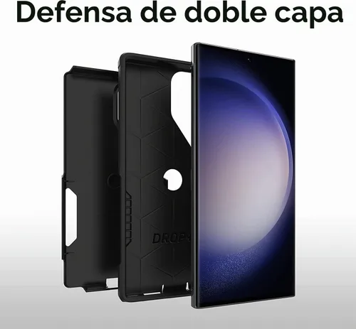 Vista 3 de OtterBox Galaxy S23 Ultra (solamente) - Funda de la serie Commuter - Negro, delgado y resistente, apto para bolsillo, con paño de limpieza, embalaje