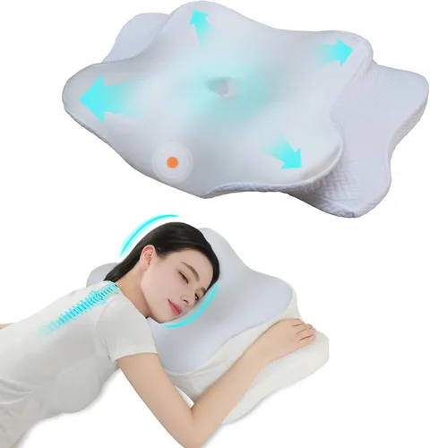 Vista 7 de Almohada cervical para el cuello, almohada cervical para aliviar el dolor de cuello, almohada cervical - Soporte de cuello y hombro, funda lavable