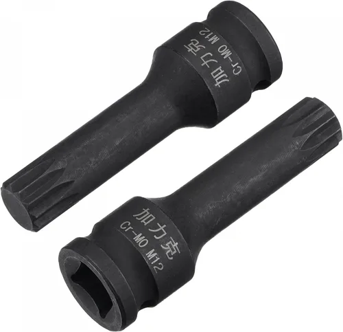 Vista 10 de uxcell M7 Impact Spline Bit Socket, 3/8" Square Drive 2.362 in Longitud CR-MO Tamaños métricos 2 Pcs