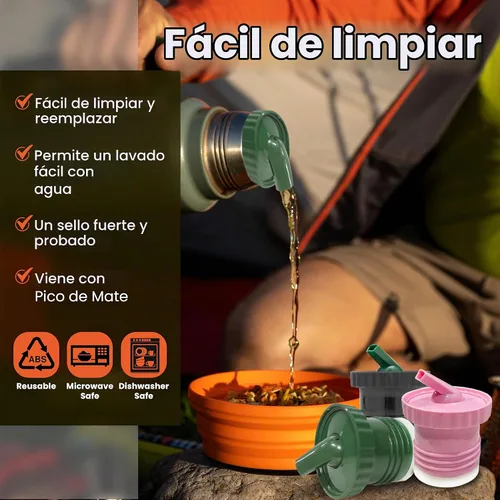 Vista 6 de Tapón térmico/térmico Pico de Mate Stanley tapa de repuesto, se adapta a botellas clásicas de boca ancha con aislamiento al vacío