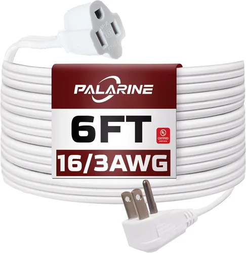 Vista 22 de Cable de extensión de enchufe plano negro de 3 pies, cable de alimentación resistente calibre 16