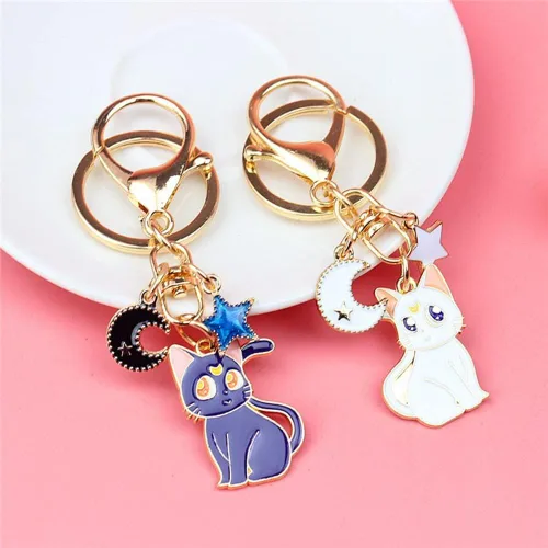 Vista 3 de sailorsunny Lindos llaveros de anime, dijes para parejas, llaveros para parejas, dijes para monedero, parejas, lindos llaveros para parejas