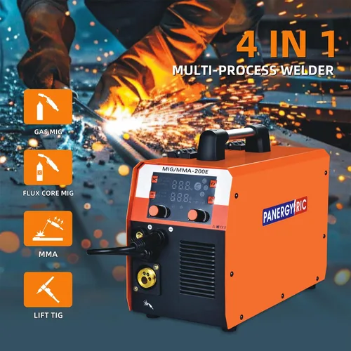 Vista 2 de Soldador Mig Multiproceso sin gas de gas 200A, fundente con núcleo/MIG/elevación TIG/Stick soldador 4 en 1 máquina de soldadura portátil