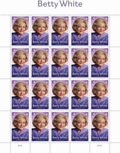 Vista 2 de Betty White 2025 (hoja de 20) sellos postales Forever de primera clase