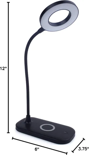 Vista 3 de Newhouse Lighting Zlata - Lámpara de escritorio de oficina con 21 LED y puerto USB, con 21 luces LED y puerto USB, carga inalámbrica