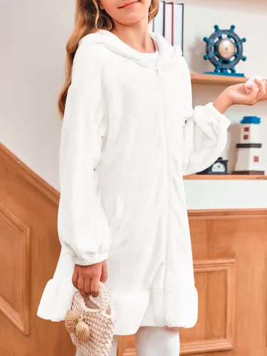 Vista 4 de Batermoon Sudaderas con capucha y orejas de conejito para niñas con cremallera de anime, abrigos de gran