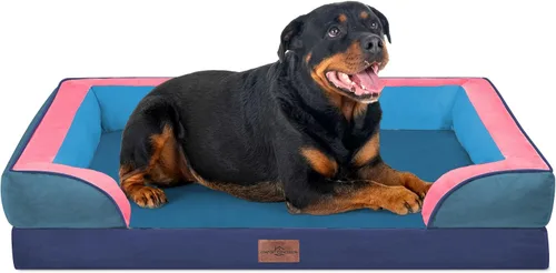 Vista 159 de Comfort Expression - Cama ortopédica para perros medianos, 28 x 19 pulgadas, cama impermeable y de apoyo de espuma con cojines removibles, sofá