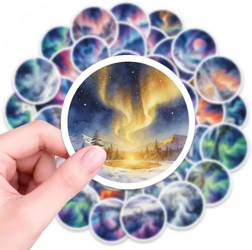 Vista 4 de Aurora Stickers 50Pcs Polar Lights Waterproof Vinyl Decals