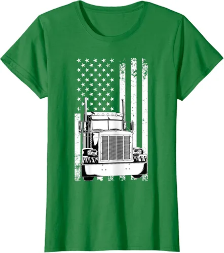 Vista 27 de Camión conductor bandera americana camionero vintage hombres mujeres regalo camiseta