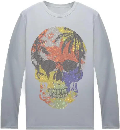 Vista 15 de HZCX FASHION Camisetas gráficas de manga larga para hombre y mujer, camisetas divertidas con diamantes de imitación