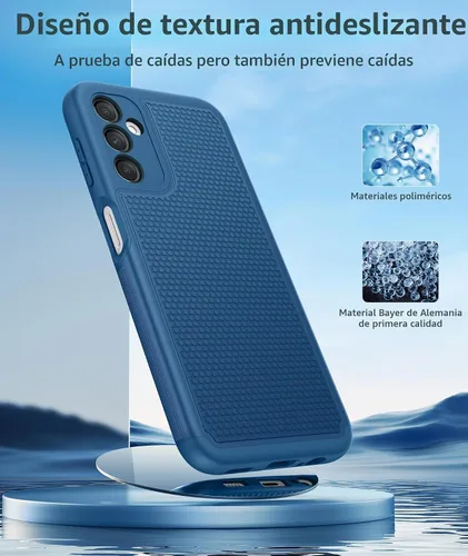 Vista 5 de FNTCASE Funda para teléfono Galaxy A14-5G: cubierta antideslizante de doble Azul
