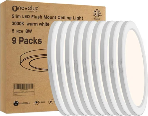 Vista 20 de Lámpara de techo de montaje empotrado - Certificada ETL - LED de 3,000 K y luz blanca cálida de 5 pulgadas, diseño redondo ultradelgado de 0.63