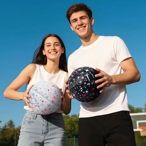 Vista 4 de Kuangmi Serie Rosa Balón de Baloncesto, Diseño Premium Estampado para Rendimiento Callejero, Tamaño Oficial para Hombres 7 de 29.5 Pulgadas