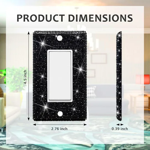 Vista 2 de Dengduoduo Placas de pared, cubierta decorativa para interruptor de luz, cubiertas decorativas de tomacorrientes, diamantes de imitación plateados