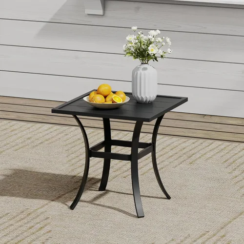 Vista 5 de VICLLAX Juego de 2 sillas de patio pequeñas para exteriores, juego de sillas apilables para patio y mesa de comedor cuadrada para porche delantero