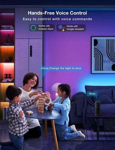 Vista 2 de DAYBETTER - Luces LED inteligentes WiFi de 100 pies - Tira de luces LED compatibles con Alexa y Google Assistant, iluminación RGB, sincronización