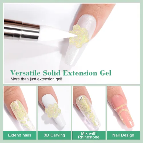 Vista 5 de RARJSM Aurora - Gel de construcción sólido antiadherente para esculpir 3D, gel de extensión de uñas para esculpir galaxia, nube estrellada