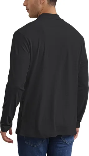 Vista 4 de Camisetas casuales de cuello alto falso para hombre, manga larga, térmicas, elásticas, básicas, ligeras, camisetas