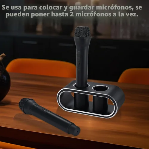 Vista 4 de Soporte de almacenamiento de micrófonos de escritorio de aleación de aluminio de metal, base de soporte para micrófonos inalámbricos, organizador