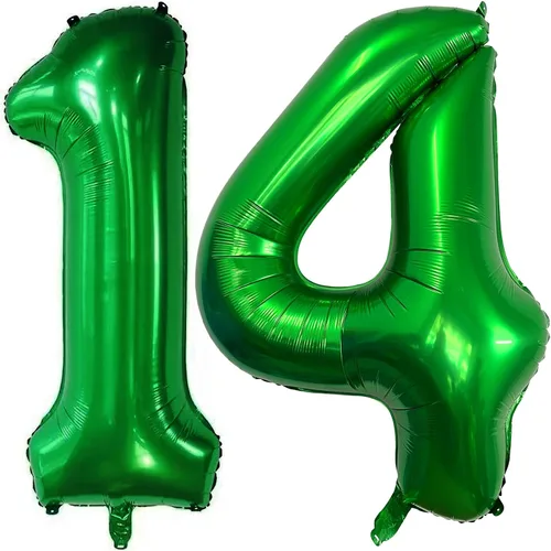 Vista 20 de Globos de color verde oscuro con el número 10 de 40 pulgadas, globos de helio de papel de aluminio de 10 pulgadas para decoración de eventos de 10º