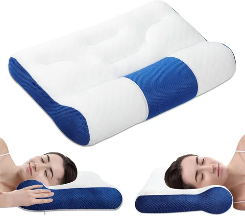 Vista 8 de Almohada ergonómica, almohada cervical para aliviar la tensión del cuello, almohada cervical para dormir, almohada cervical de apoyo cervical