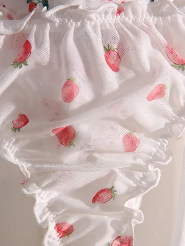 Vista 5 de SHENHE Paquete de 3 bragas de malla transparente con ribete de lechuga para mujer