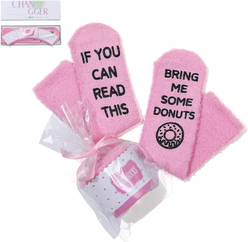 Vista 12 de CHANGGER Calcetines unisex con texto en inglés "If You Can Read This Bring Me Some Fuzzy Funny Saying Crew Socks Christmas Unisex Gift
