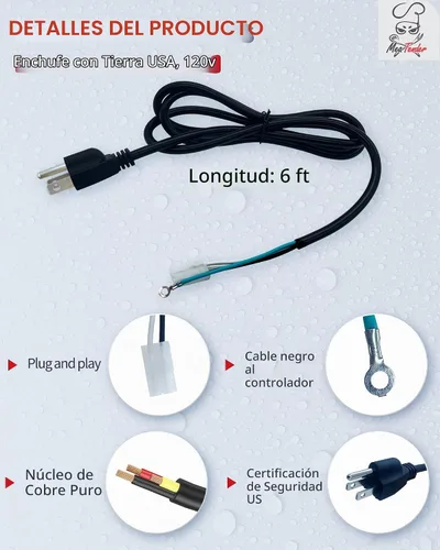 Vista 5 de Cable de alimentación de CA de repuesto de 6 pies para parrilla de pellets y ahumador se adapta a Traeger, Pit Boss, Camp Chef, Z-Grills 3