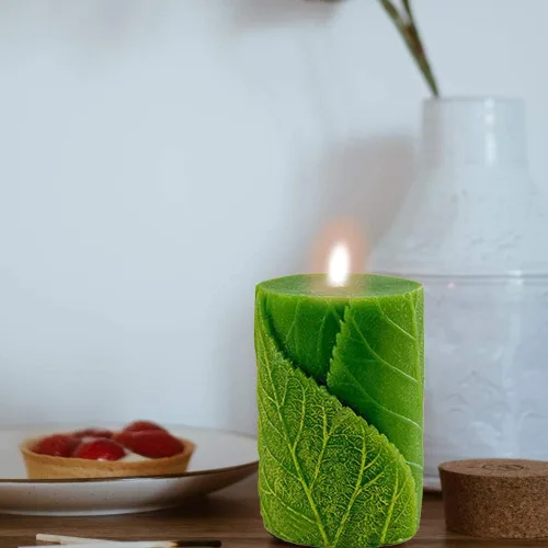 Vista 7 de Molde de vela de hoja de árbol, molde de jabón de arcilla de silicona, para hacer cera de soja, velas de cera de abejas, arte hecho a mano