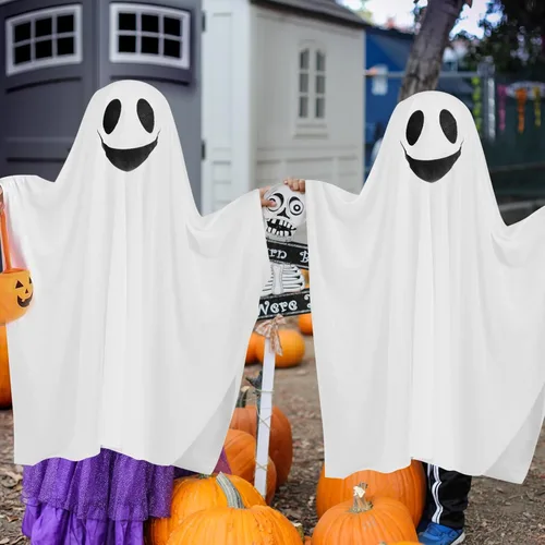 Vista 6 de CCINEE Disfraz de fantasma abucheo y amistoso, vestido andrajoso unisex, suministros de juego de rol para niños pequeños, Halloween, espeluznante