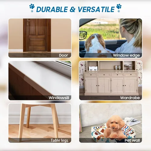 Vista 2 de Protector de puerta contra arañazos de perros, protector de garra de puerta flexible transparente y resistente, protector antiarañazos para muebles