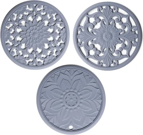 Vista 8 de Salvamanteles de silicona para platos calientes, mesa, encimera, antideslizantes, resistentes al calor, salvamanteles modernos para tetera