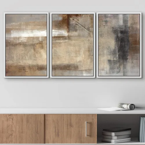 Vista 83 de wall26 Lienzo enmarcado para pared, juego de arte de acuarela pastel, paisaje rural, ilustraciones con formas abstractas, arte moderno, decorativo