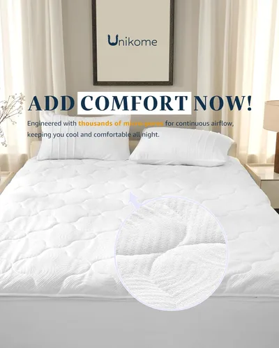 Vista 29 de Unikome Protector de colchón King impermeable ergonómico acolchado para 2-Gris