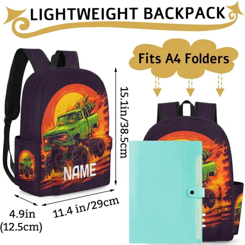 Vista 5 de Mochila personalizada para niños, mochila personalizada para niños preescolares para jardín de infantes, guardería, mochila escolar, Cool Truck