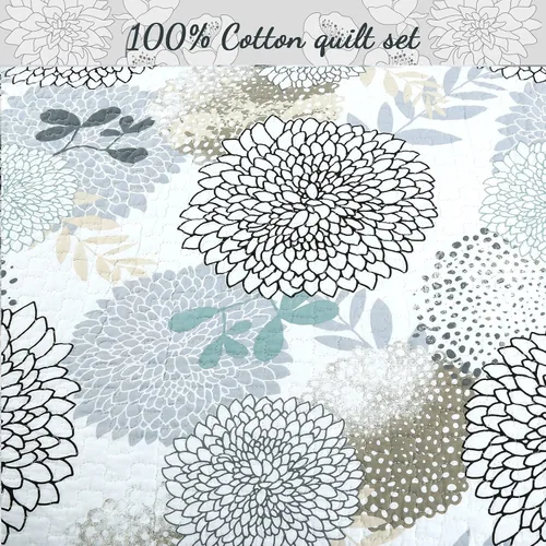 Vista 5 de Cozy Line Home Fashions Nina - Juego de edredón de algodón floral de 2 piezas, tamaño individual, multicolor
