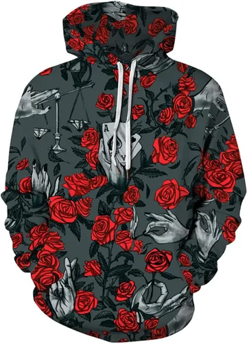Vista 15 de Chaos World Sudadera con Capucha Novedosa para Hombre de Manga Larga con Estampado Gráfico Divertido en 3D Suéter Pullover 1 negro y rojo.