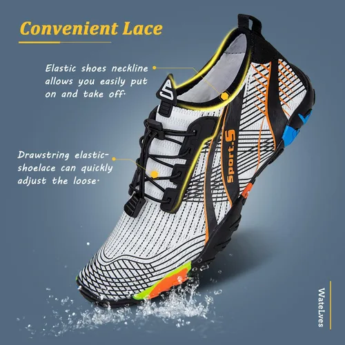 Vista 7 de WateLves - Zapatos de agua para hombres y mujeres, para natación, playa, piscina, surfear, hacer yoga o aeróbico acuático, calcetines para el agua